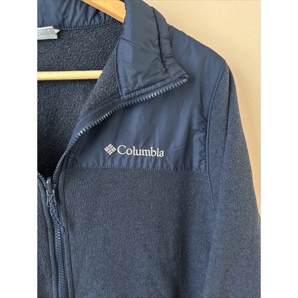 Columbia Women’s Size S Navy Blue Fleece Jacket Zip Up Long Sleeve Outdoor Warm - Picture 2 of 8